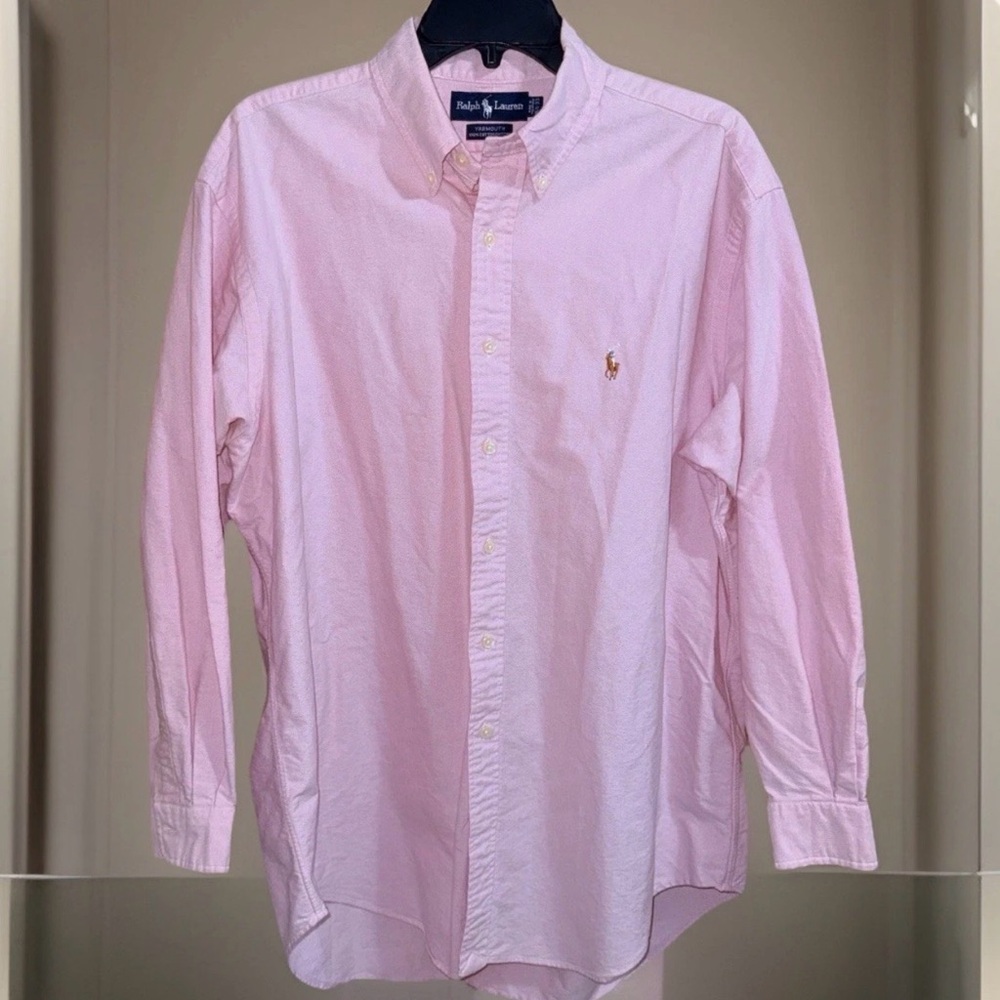 Ralph Lauren Men’s Pink Long Sleeve Button Down 100% Cotton Shirt 16 1/2:33-EUC